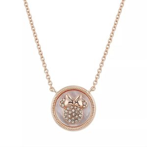 Gold Flash-Plated Faux Mother of Pearl Minnie Mouse Coin Necklace